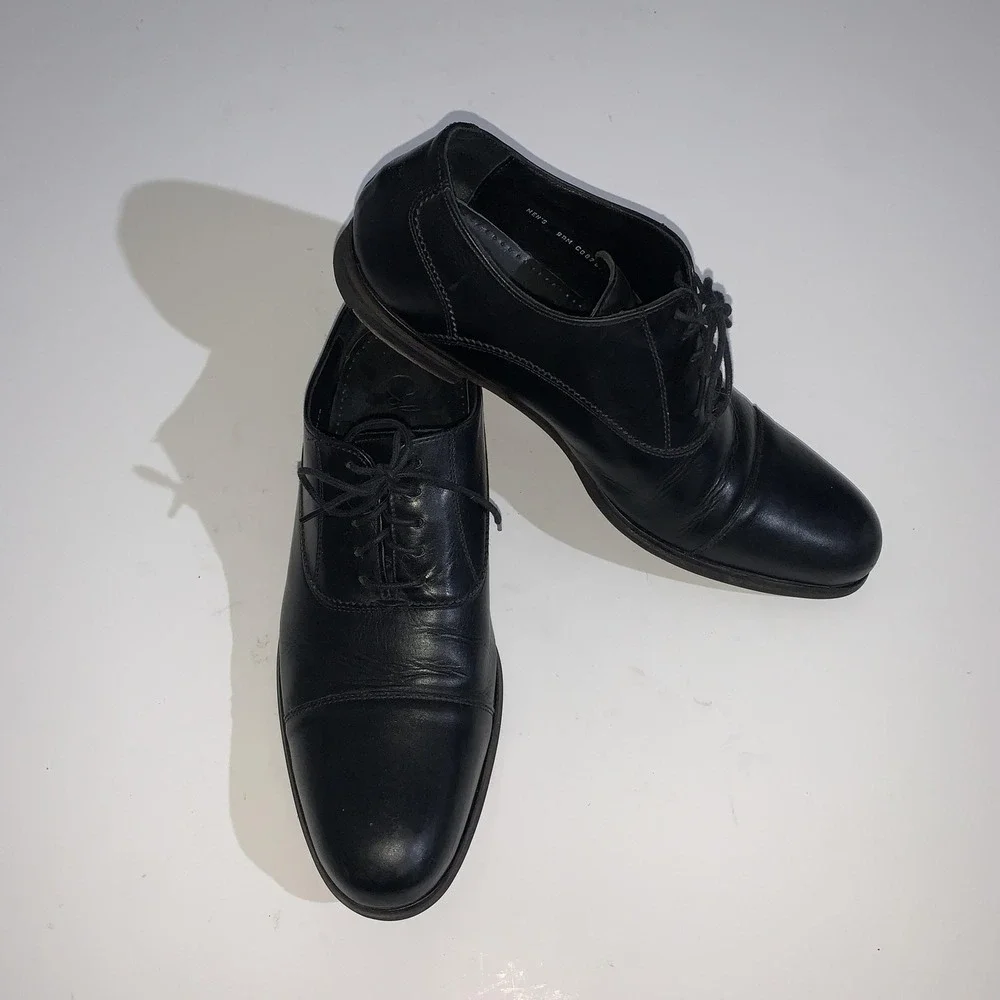 Cole Haan Shoes Mens Size 9.5 Black Oxford Cap Toe Leather Dress Lace Up C08750